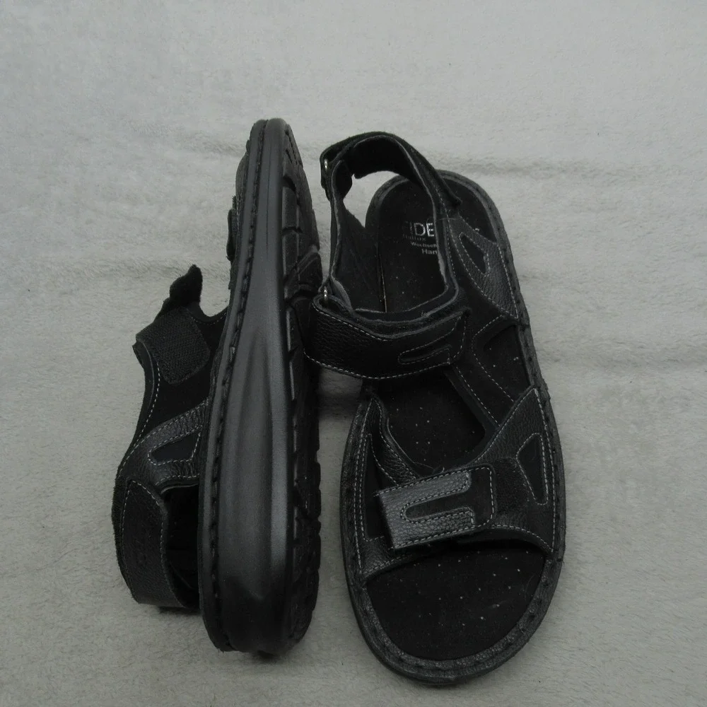 Fidelio Men 11 Hanno Sandals‎ BLK Leather Adjustable Straps Walking comfort EU44